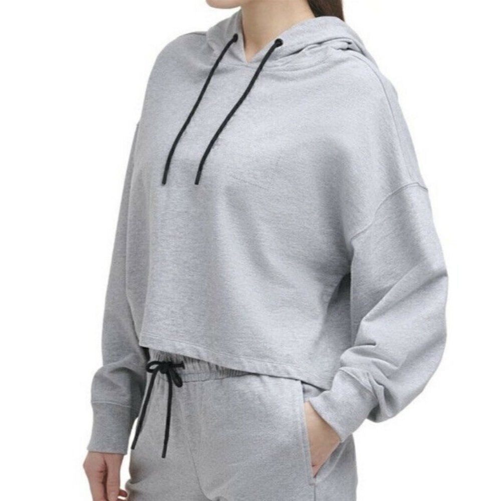 DKNY Sport Women's Gray Rhinestone Logo Cotton Hoodie Extra Large NWT